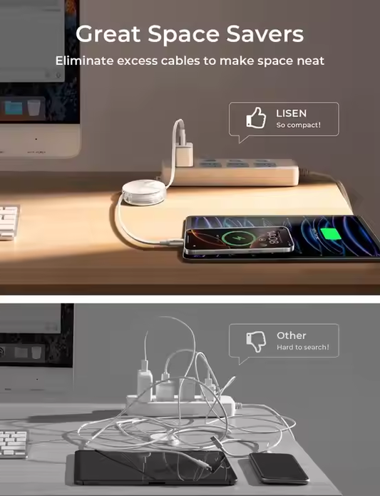 240W Retractable USB C to USB C Retractable Fast Charging Cable